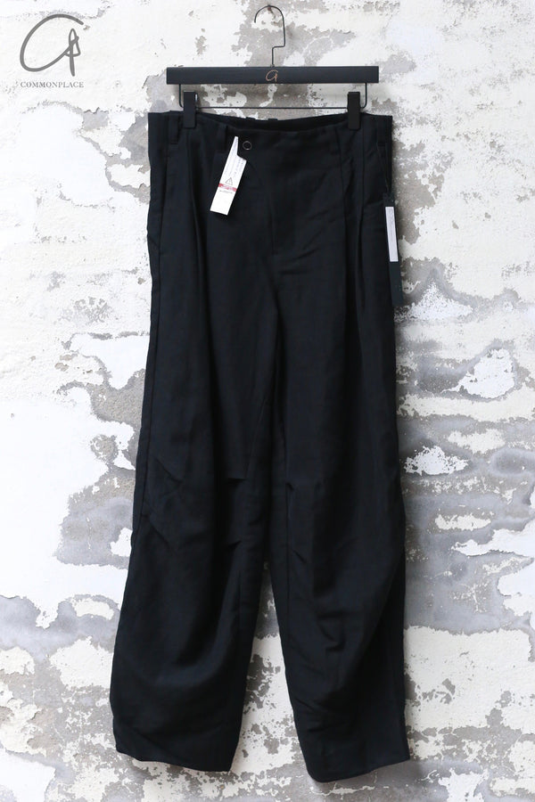 DEVOA 24 spring and summer wool and linen woven trousers PTE-LWNP black